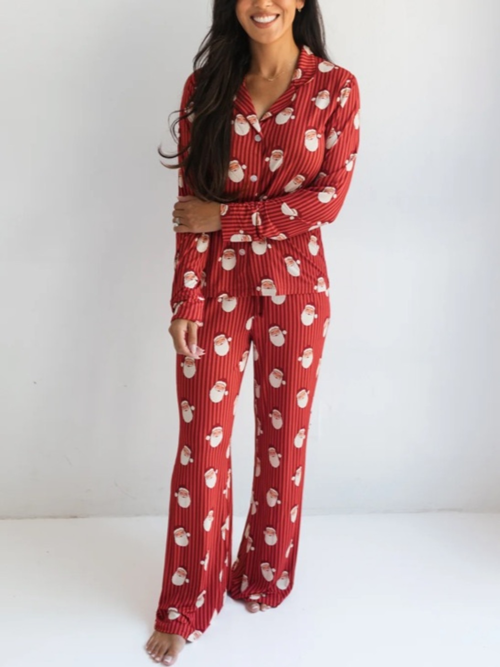 In My Jammers Santa Women's Pajama Set XS Bamboo 2 Pce Shirt & Pants Xmas